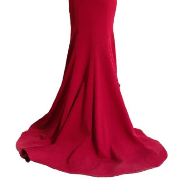 NWT Terani Couture 252E5129 2 Way Stretch Satin Formal Gown Wine Size 20 - Picture 4 of 6